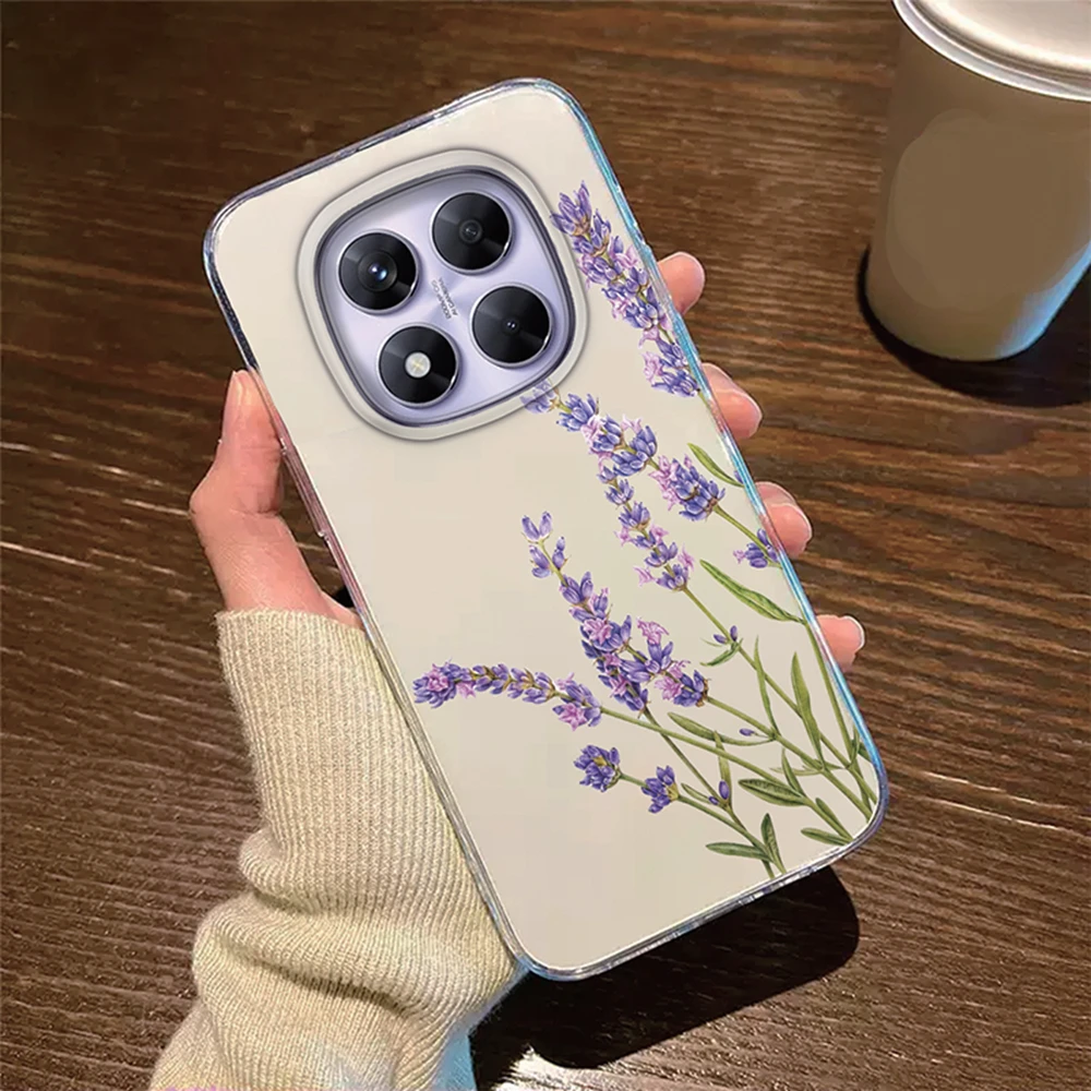 Transparent Clear Silicone Phone Case with Rose Flower and Daisy Oil Painting Design