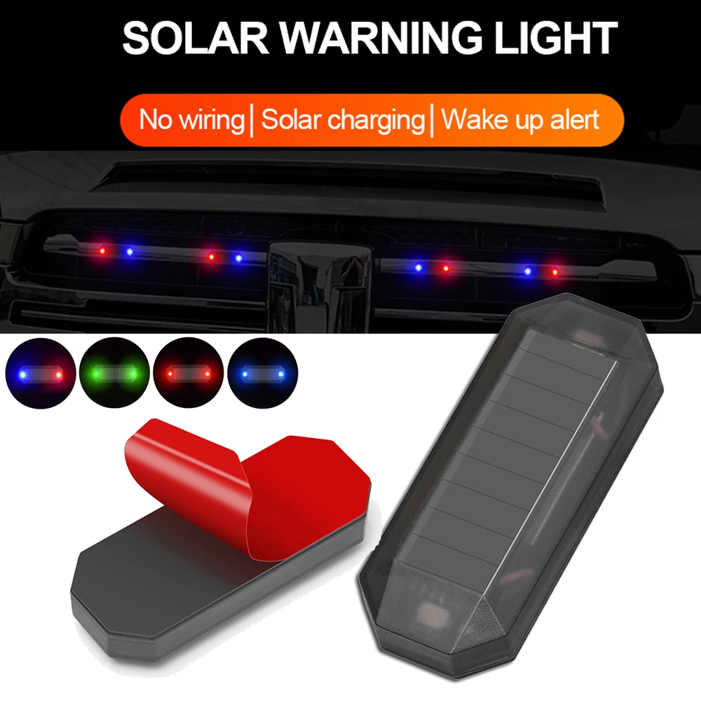 

2Pcs LED Solar Power Car Warning Light Flashing Light IP65 Waterproof Wireless Anti-Theft Caution Lamp Dummy Alarm Lamp