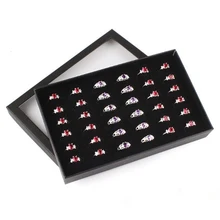 

Earrings Jewelry Display Holder Organizer Practical Show Case Transparent Window PVC 36 Slots Ring Box Tray Storage Case