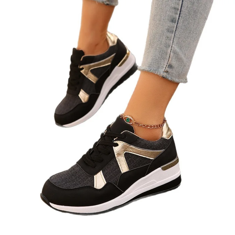 Women's Casual Sports Shoes Plus Size Fashion Comfortable Wedge Sneakers Woman Spring Autumn Thick Sole Non Slip Running Shoes