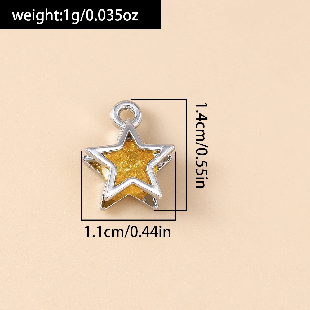 Leslie 5 Stück/Set Exquisite Glänzende CZ-Kristall-Sternanhänger für DIY-Schmuck Modische Feine Sternanhänger für Halsketten, Ohrringe und Armbänder – Detail 2