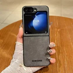Samsung Matte Suede Leather Business Protection Phone Case - Galaxy Z Flip5 (Gray)