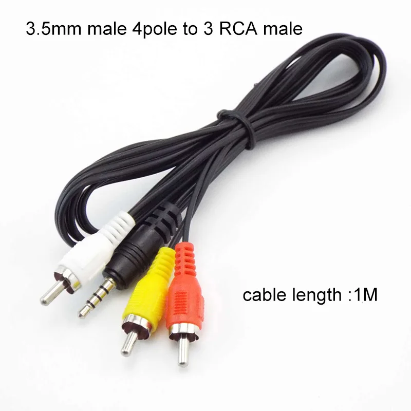 1Pcs 3 4 pole 3.5mm male female Jack Plug To 2RCA 3 RCA male female Adapter 3RCA Audio video AV Cable Wire Cord