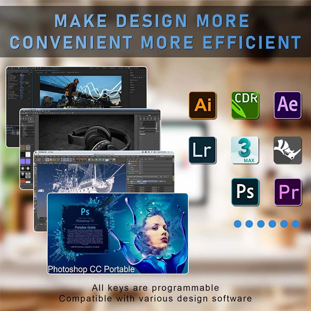 3 Key 1 Knob/4 Key Programming Macro Custom Knob Keyboard Hotswap Wired USB Photoshop Gaming Keypad Mini Mechanical BT Keyboard