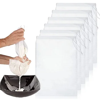 100 Mesh Soy Milk Wine Filter Bag Nut Milk Bag Tea Coffee Oil Yogurt Filter Net Mesh Kitchen Food Reusable Nylon Filter Bags