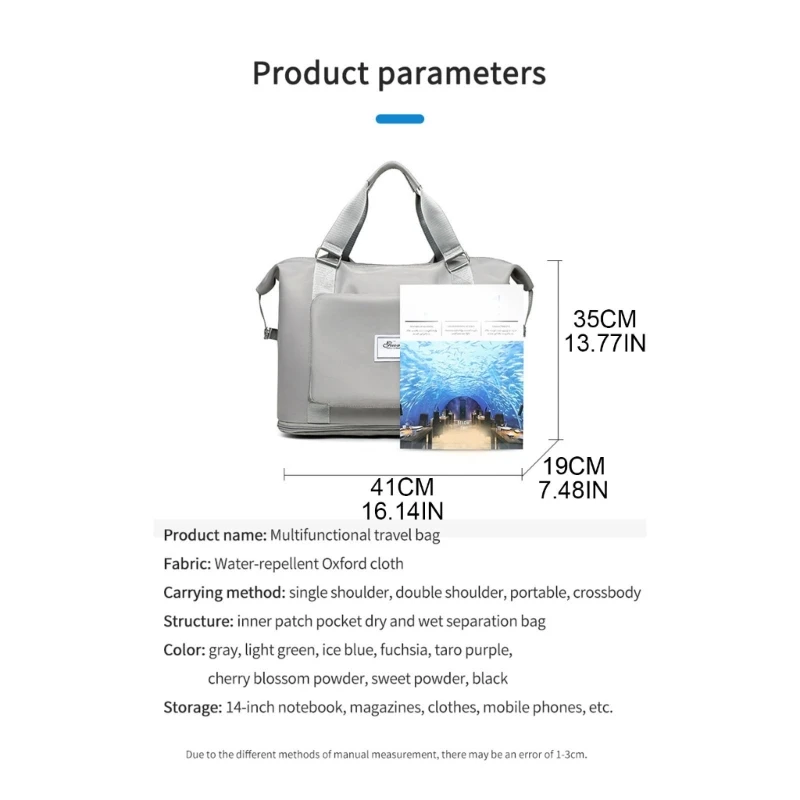 Women Travel Duffel Bag Large Expandable Weekender Tote Gym Workout Bag