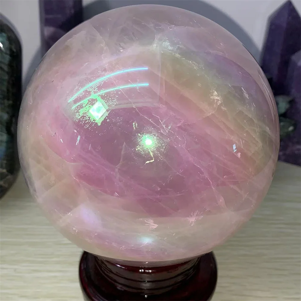 

Massive!!!! Natural Aura Rose Quartz Sphere, Energy Crystal, Reiki Healing, Meditation, Room Decor Gift,