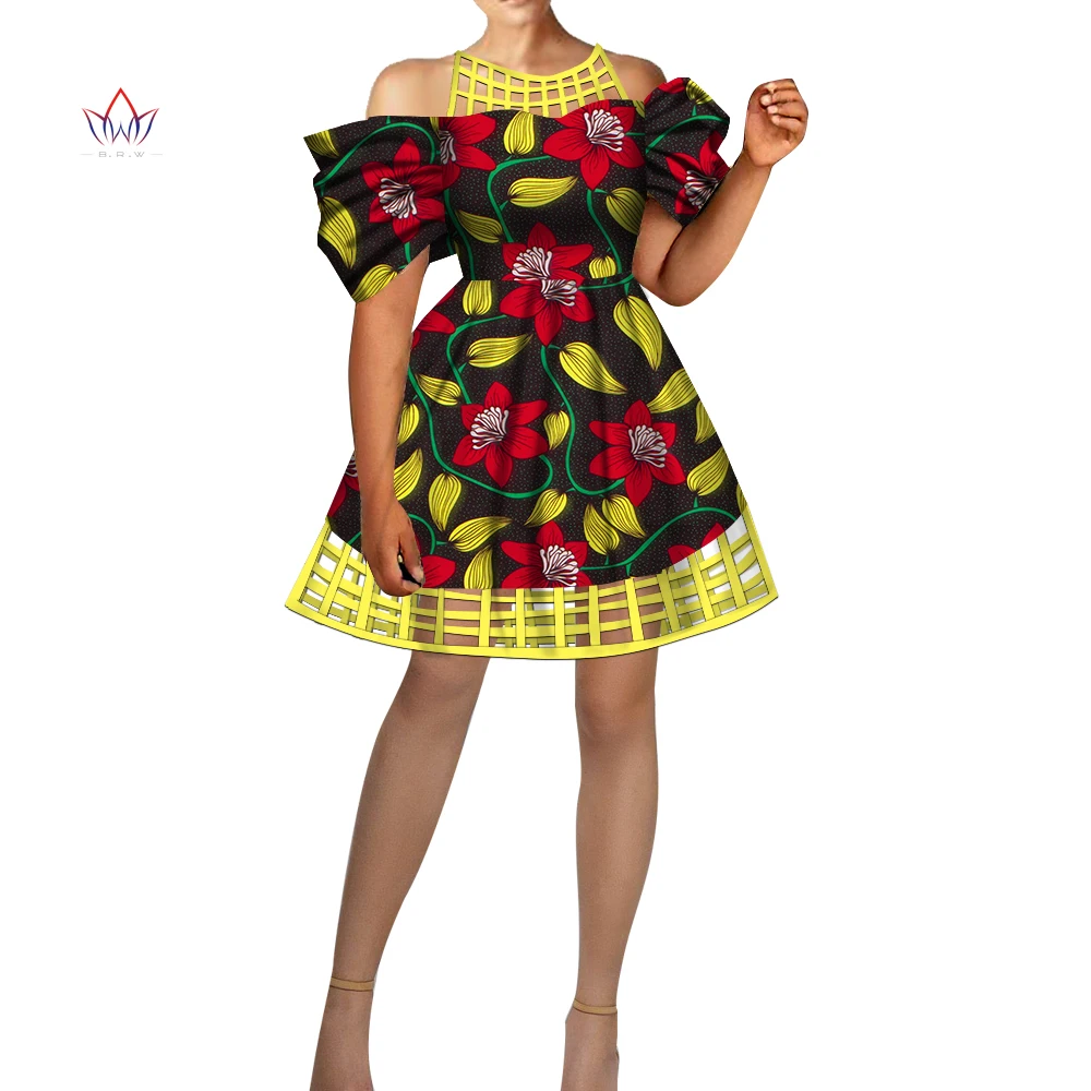

Hollow Dress African Dresses for Women Riche Ankara Print Mini Dresses African Women Clothing Club Party Dress YF152