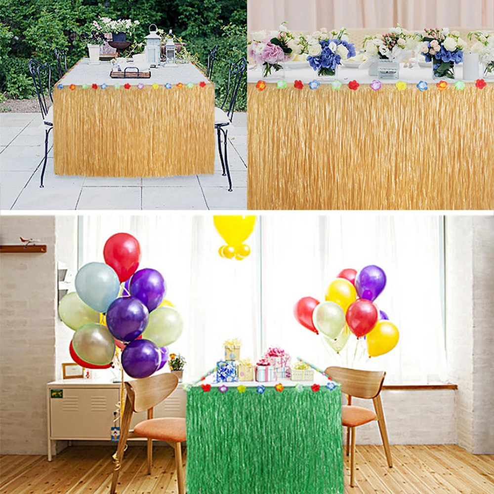 Table Skirt for Hawaiian Theme Party Birthday Event Beach Summer BBQ Tropical Bar Wedding Party Decorations 108 x 29.5 Inches