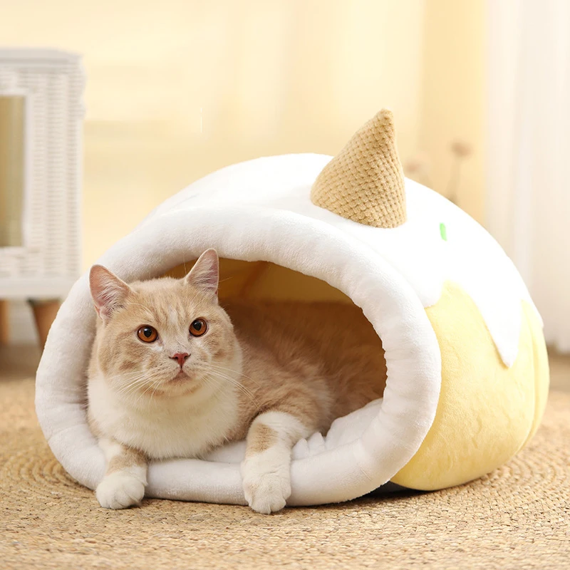 

Fully Enclosed Deep Sleep Comfort Nest Indoor Mat Basket Small Dog House Products Pets Tent Cozy Cave in Winter Cat Dog Bed Nest