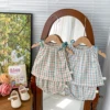 Summer Baby Girls Clothes Set Plaid Baby Suit Shirt with Short Pants 2pcs Baby Clothes 0-24 Months 1