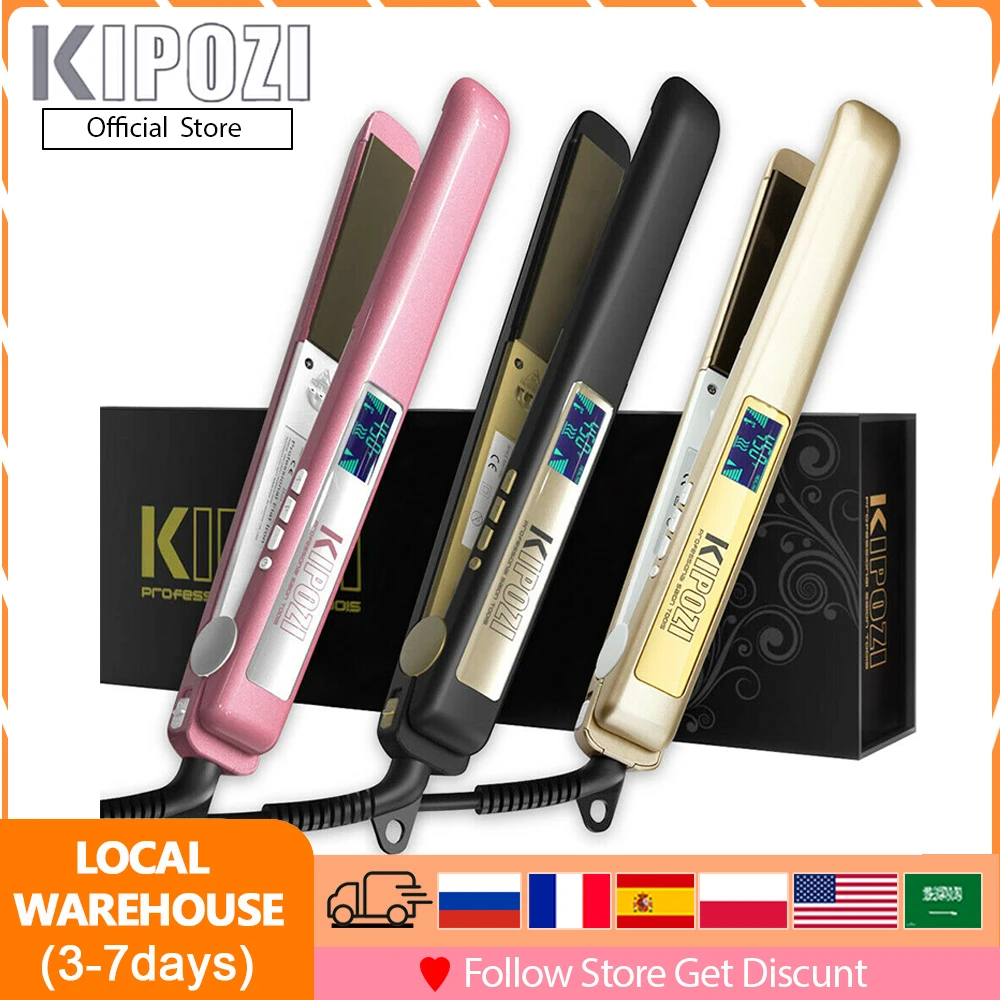 KIPOZI Hair Flat Iron Professional Titanium Straightener Digital LCD