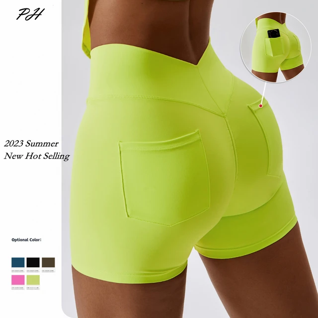 Short de yoga d'été avec poche pour femme, short de course, short