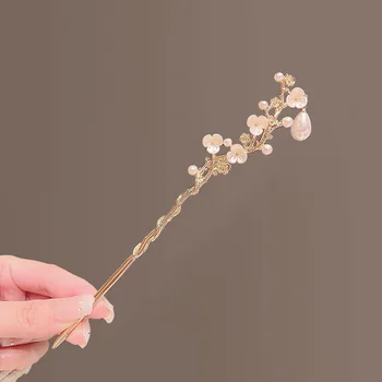 Agrafe per capelli in stile etnico con camelia, forcine floreali, accessori dolci per chignon con perle per donne e ragazze