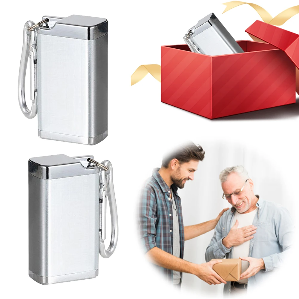 Outdoor Cigarette Holder Aluminum Alloy Butt Disposal Box Rotating Lid Keychain Ashtray with Carabiner for Outdoor Travel