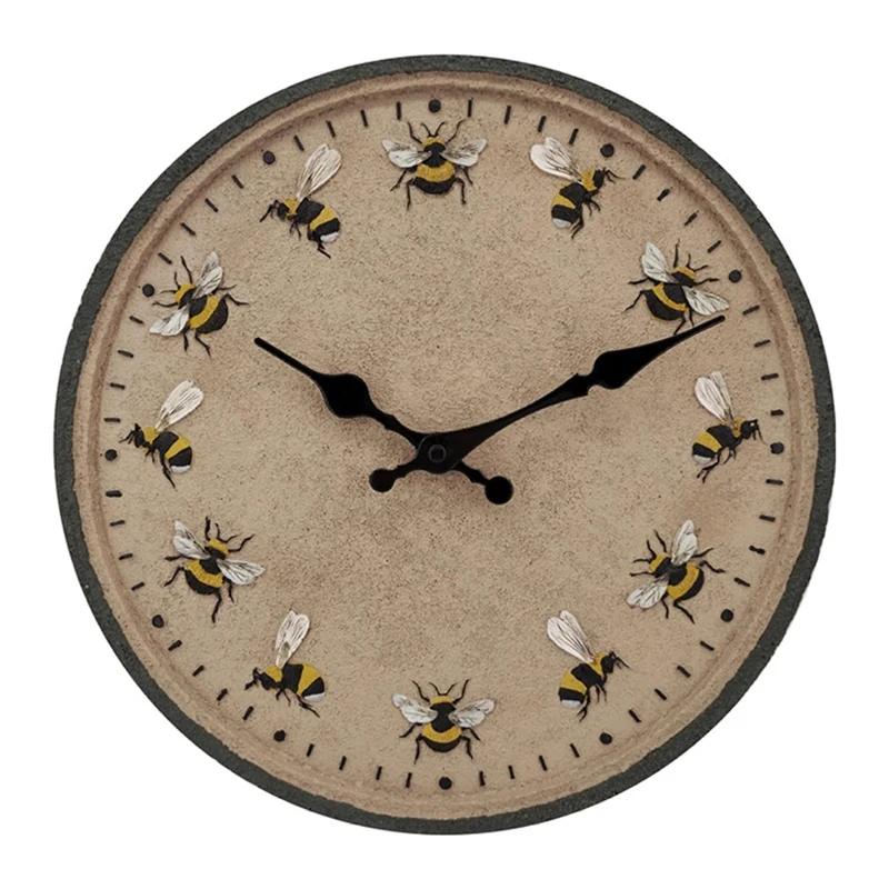 

12-дюймовые круглые садовые часы IP44, водонепроницаемые настенные часы, декоративные уличные часы с Пчелой, кухонные часы