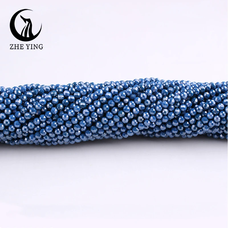 Zhe Ying 3mm Faceted Dark Blue Zircon Beads Small AAA Cubic