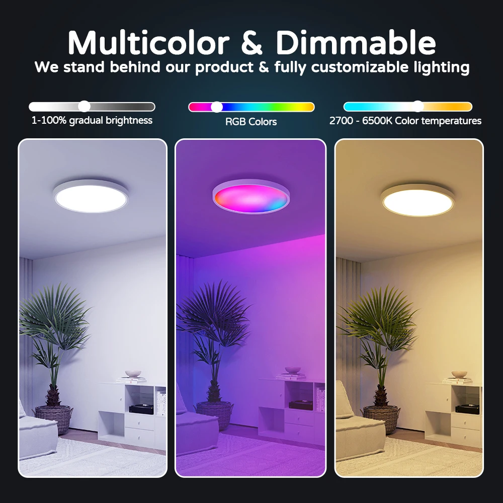 Smart Modern Ceiling Lamps 110V 220V 24W 30W RGB CCT Smart Home Led Lights S5dab2e29188a405ebb7417e6085efaf7i