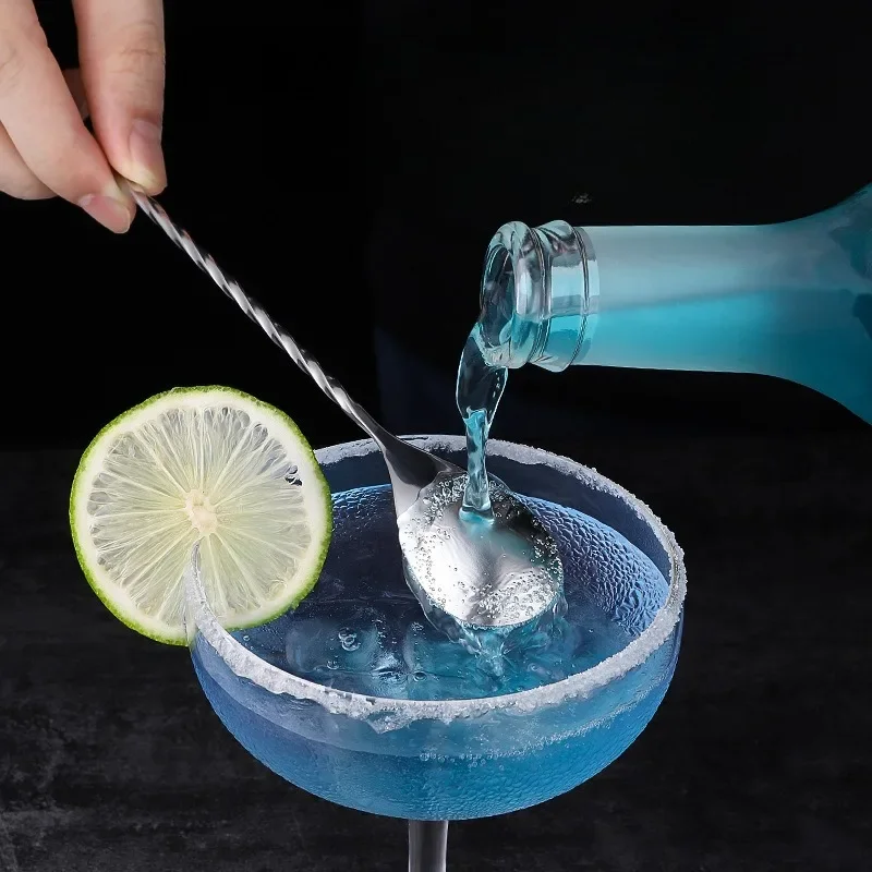 304 Stainless Steel Water Drop Mixing Spoon Fine Thread Bar Spoon Cocktail Mixing Kitchen Utensils Mini Bar