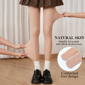 Kave Leggings nudi Inverno caldo pile doppio strato e calze di seta addensate per le donne Collant autunno naturale color carne