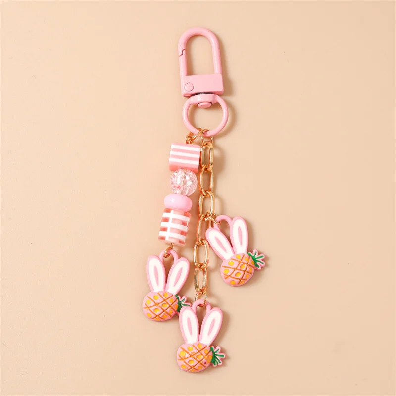 Aihua Niedlicher Ananas-Erdbeer-Hasen-Schlüsselanhänger für Frauen und Mädchen, Lieblicher Häschen-Schlüsselring-Anhänger für Handtaschen-Deko, DIY Schlüsselkette Geschenke – Detail 8