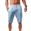 Men's Cotton Linen Shorts Pants Male Summer Breathable Solid Color Linen Short Trousers Fitness Streetwear S-3XL 4