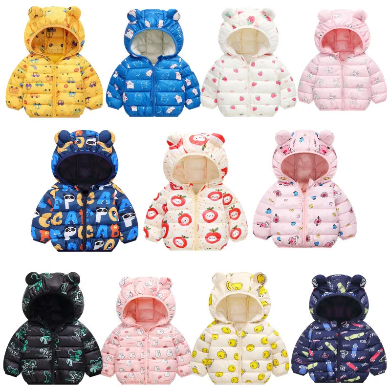 Doudoune à capuche lapin dessin animé pour enfants, manteau en fibre de polyester pour enfants, fermeture éclair, printemps, automne, hiver, 2024