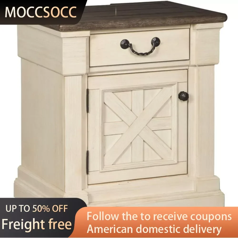 

1 Drawer Nightstand With Outlets & USB Charging Ports Living Room Cabinet Antique White Freight Free Furniture Bedside Tables