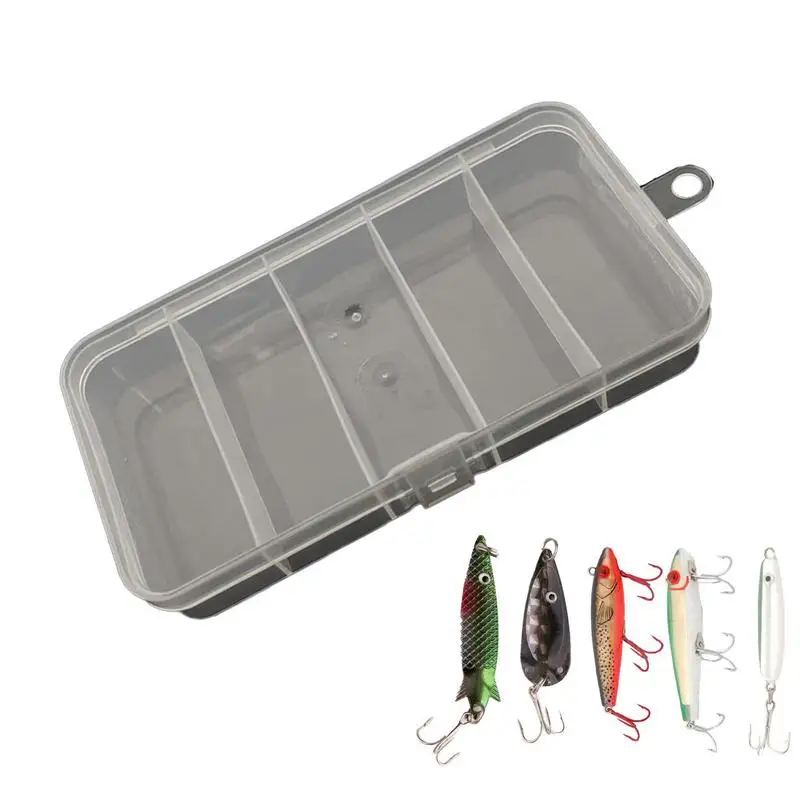 Bait Tackle Box Organizer 5 Griglia Trasparente Fishing Lure Box Five-Grid Design Fishing Tool Box Per Perline Esche E Ganci
