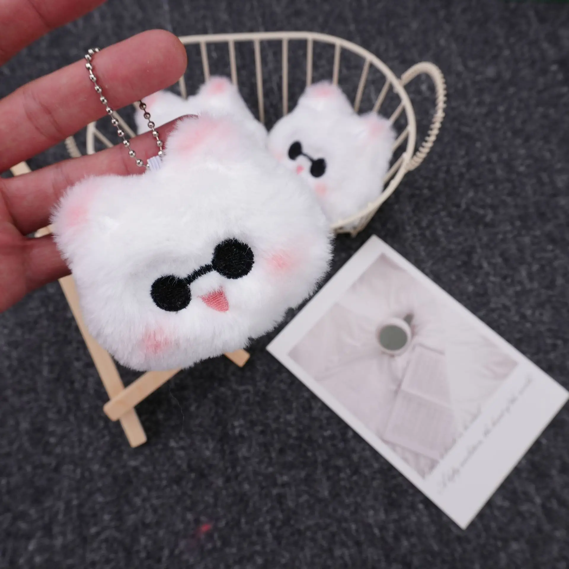 Plush keychain Anime JK Gojo Satoru Plush Keychain Cosplay White Cat Cosplay Gojo Pendants Backpack Key Ring Halloween Party Decoration