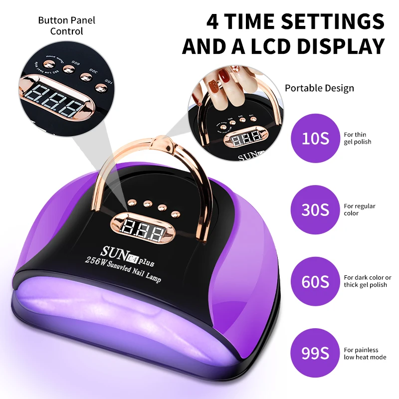 256W 57Pcs Sun C4 Plus Lampada Gel Polimerizzante Led Lampada Uv Gel Uv Manicure Luce Uv Asciuga Unghie Sensore Automatico Lampada Ghiaccio Per Salone