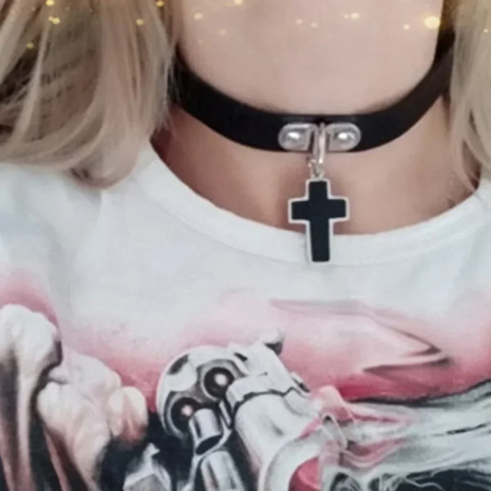 Leather Choker Necklace Chunky Rock Sexy Cool Punk Goth