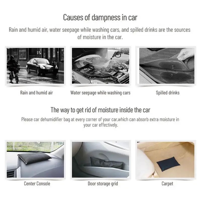 Car Dehumidifier Desiccant Dehumidifier Bag Reusable Silica Gel Moisture Absorbing Bag Multifunction for Wardrobe Shoe Cabinet