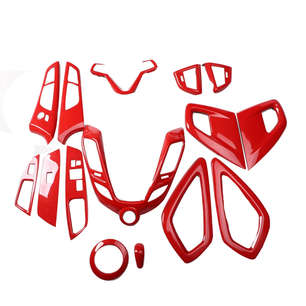 

Красное украшение для салона автомобиля, рулевое колесо и центральная консоль, крышка переключения передач, отделка для Hyundai Veloster