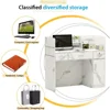 Reception Desk, 3 Drawers & Storage Shelves, Reception Counter Table with Private Panels, Reception Room Checkout Office 3