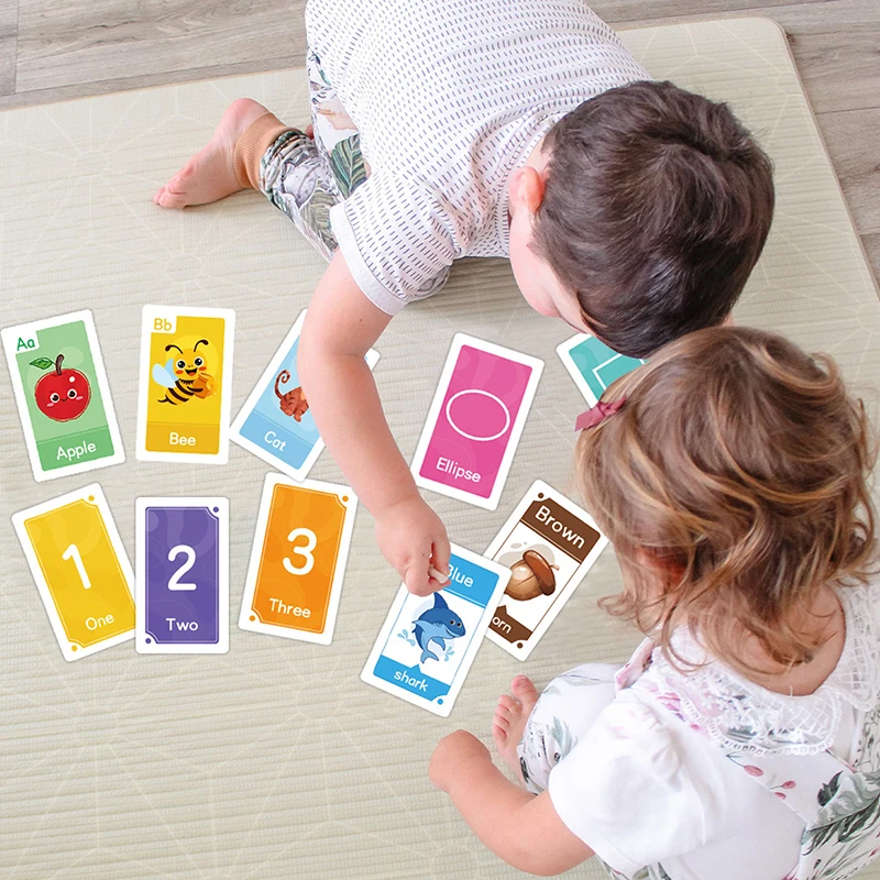 58PCS Baby Flash Cards Montessori Didactic Material Words Letter Number Learn Cards Color Shape Cognition Educational Parish Toy