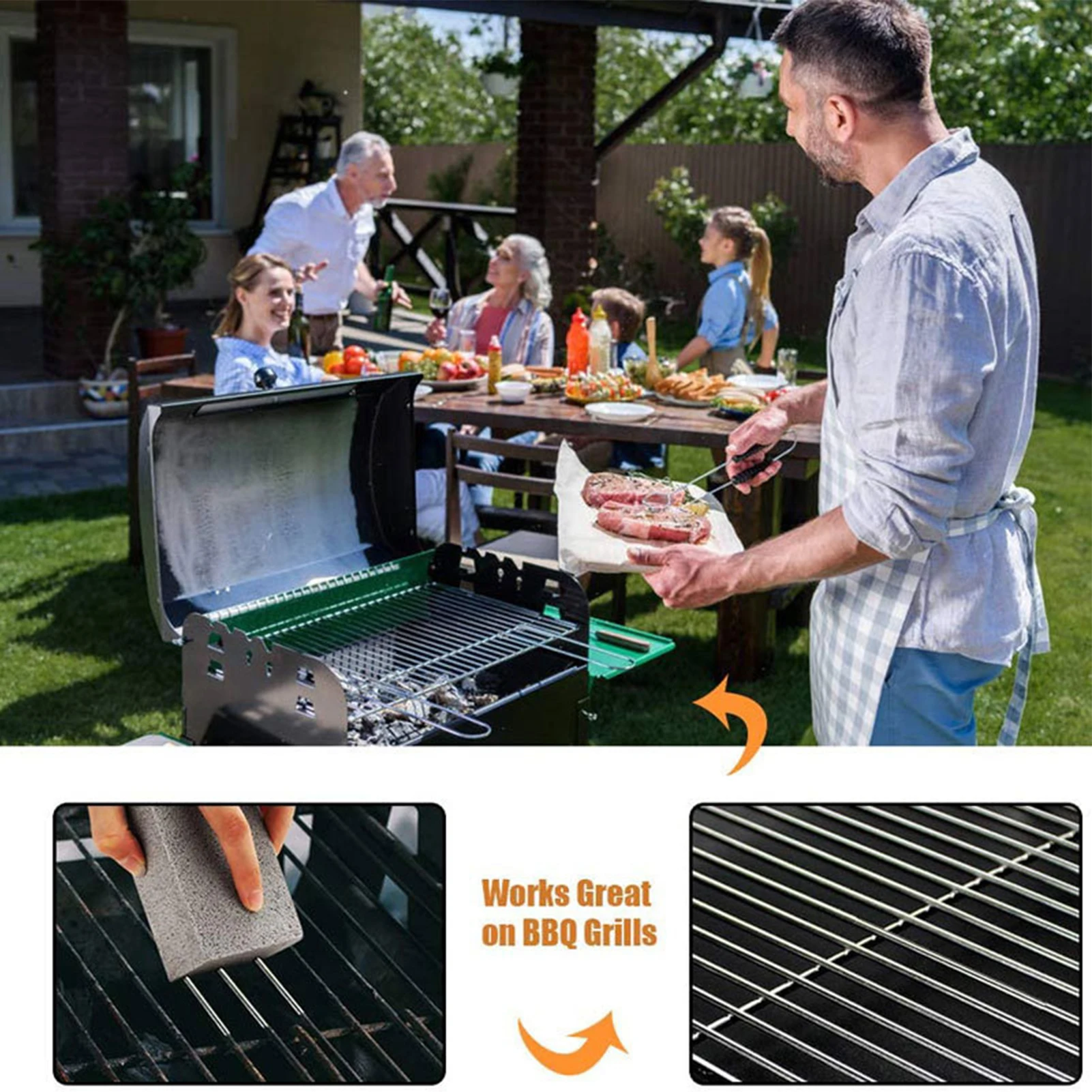 Grill Stone Cleaning Block Bricks BBQ Refined Pumice Griddle Remover Effective Non-Abrasive Racks Stains Grease Cleaner Gadgets