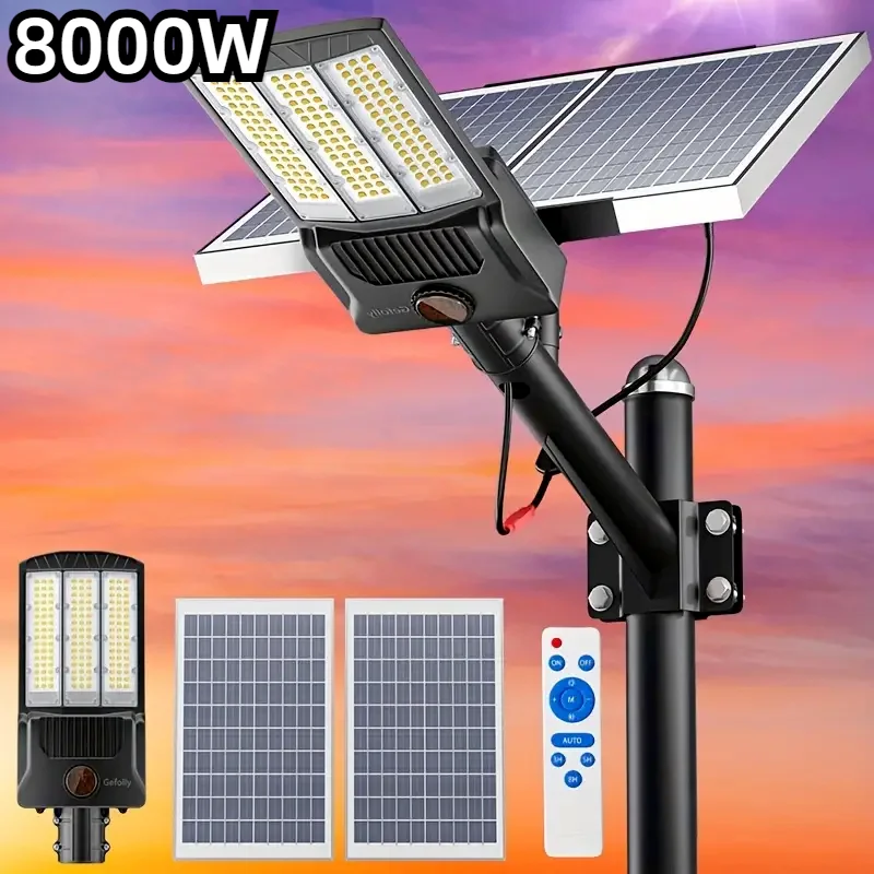Solar Garden Lights Aluminium 25000mah Solar Street Lights 2 Solar Panl Outdoor Garden Dusk to Dawn Security Flood Lights