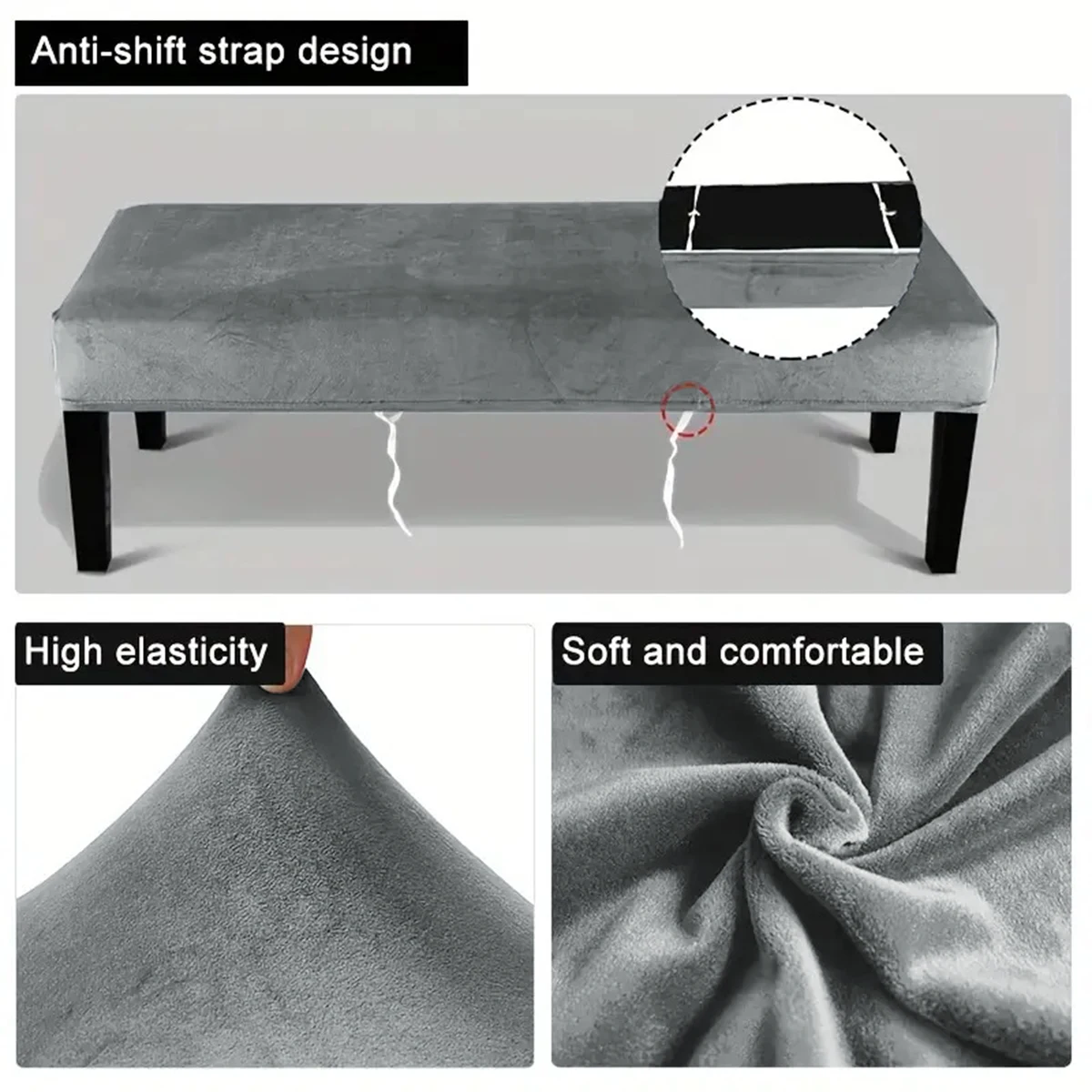 1pc Solid silver fox fur elastic dustproof bench cover with rope decoration and beautification 2