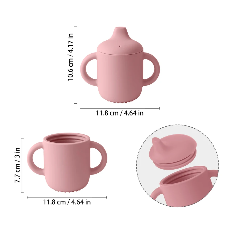 Personalized Name 1PC Baby Silicone Cup With Double Handle Portable Water Bottle For Kids Feeding Liquid Leakproof Baby Cups 5