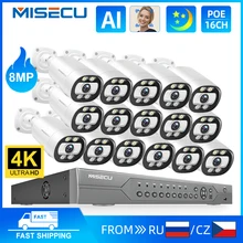 

MISECU 8MP Security Camera System 4K POE NVR Outdoor Video Surveillance Kit Color Night Face Detection Home IP CCTV Camera Set