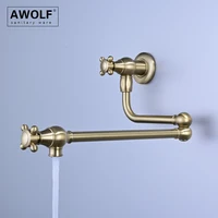 Awolf ทองเหลืองหม้อ FILLER แปรงสีเทาก๊อกน้ําห้องครัวพับติดผนังทองหมุน 360 องศา TAP Chrome FW012 4