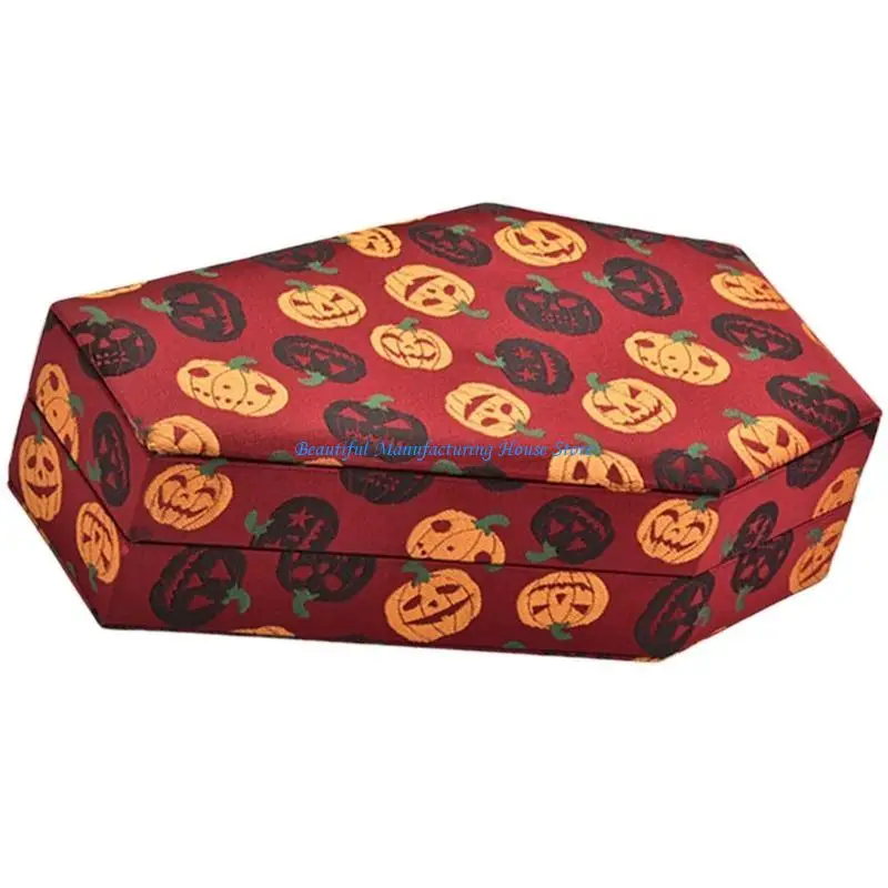 E56A Sargförmiger Ringhalter aus Samt, Schmuckzubehör-Organizer für Halloween – Detail 8