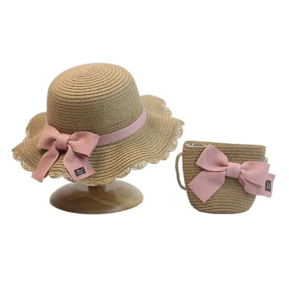 Girl Gift  Handbag UV Protection Ribbon Bow Summer Korean Style Girl Cap Sun Visor Hat Same Style Bags Children Straw Hat - 4