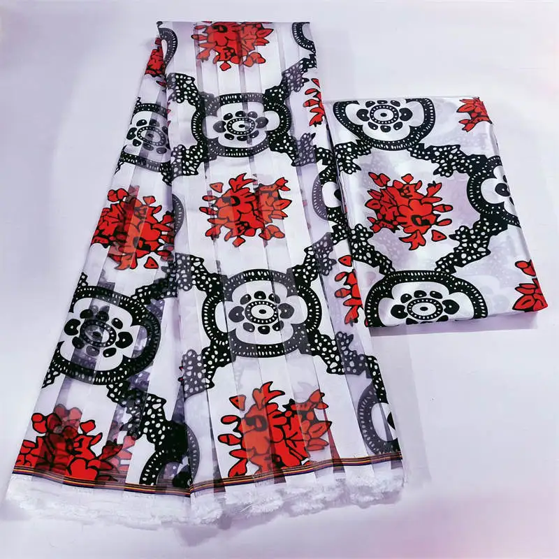Organza silk fabric yards+3 yards ribbon material ankara african