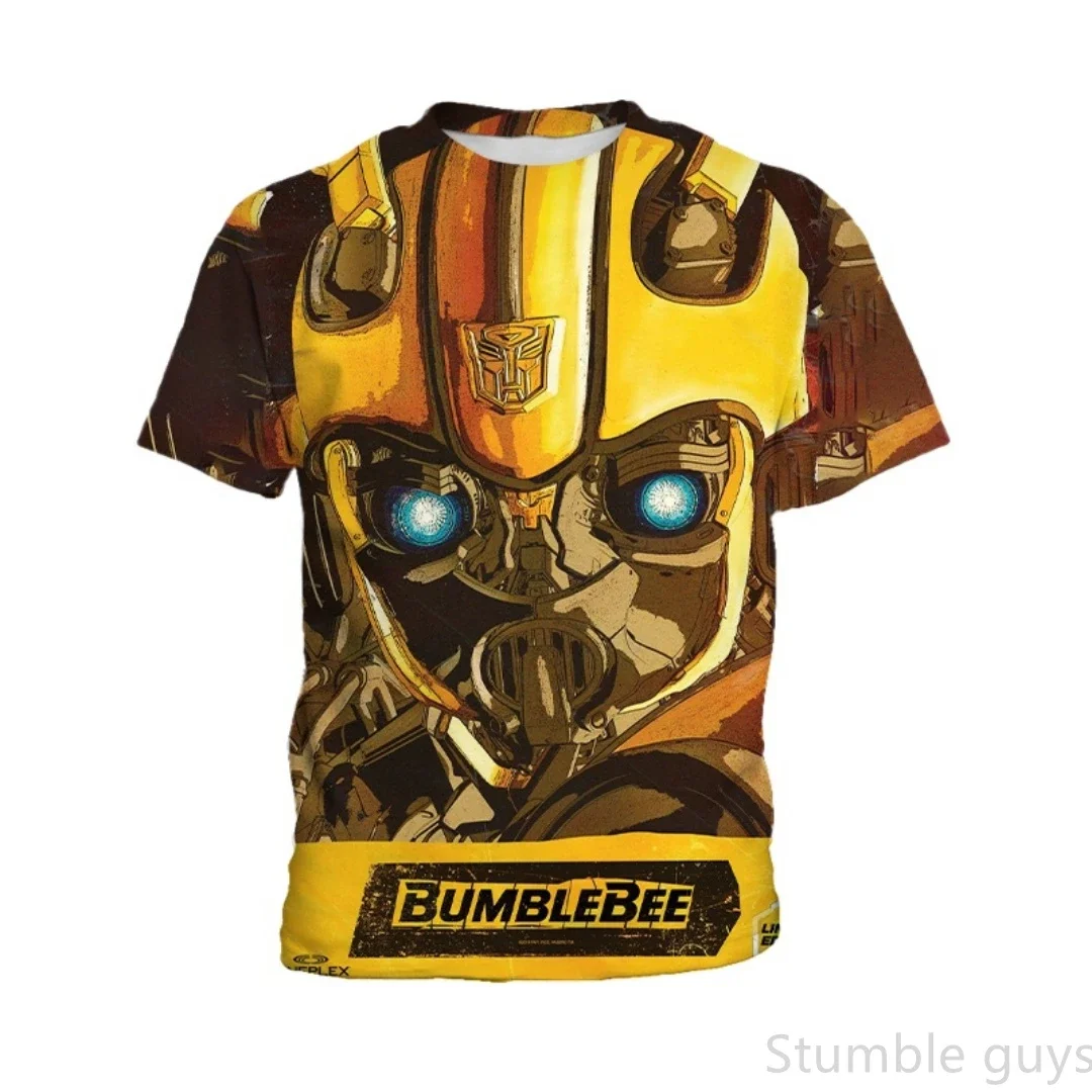 Little Boys Transformers 티셔츠 여름 범블비 프린트 반소매 소프트 카톤 캐주얼 데일리웨어 탑