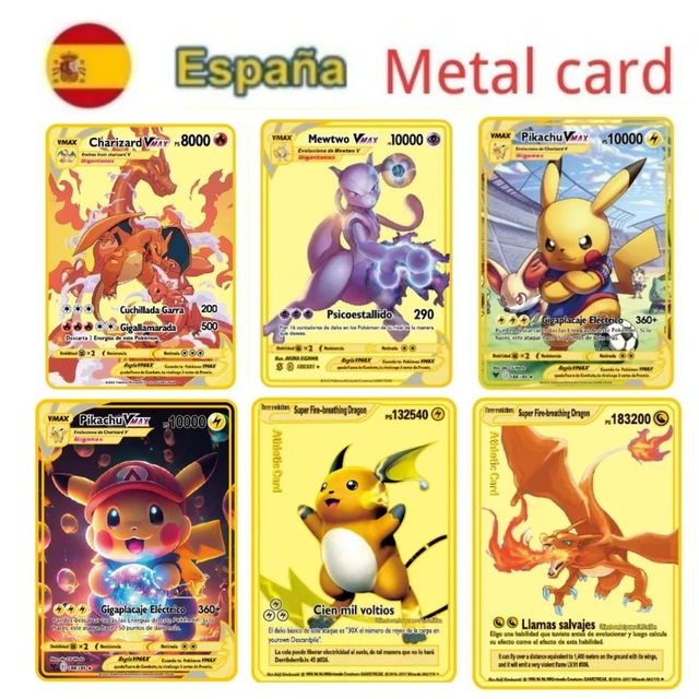 Spanish Pokemon Metal Card Vmax PIKACHU Charizard Gold Card