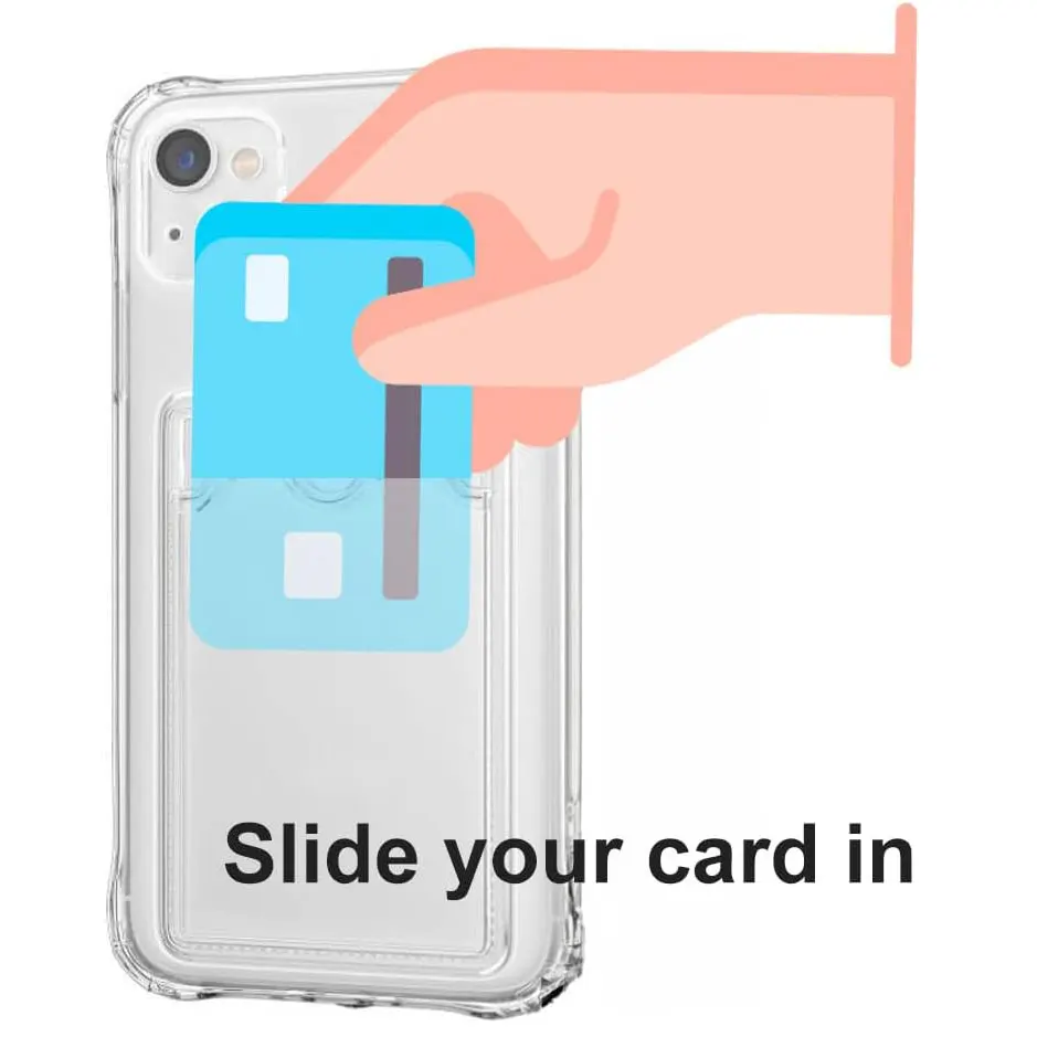 Shockproof Clear Phone Case with Card Holder Pocket - Soft TPU Design