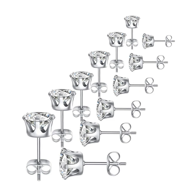 30 Pairs/60 Pack Cubic Zirconia Stud Earring 6 Sizes Round Clear Earring  Studs Set for Women and Men 3-8MM - AliExpress