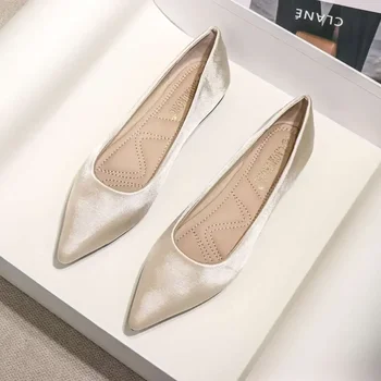 Women's Flat Shoes Moccasins Lastest Pointed Toe Ladies Footwear Korean Style a 2025 Trend Casual Chic and Elegant Young 1
